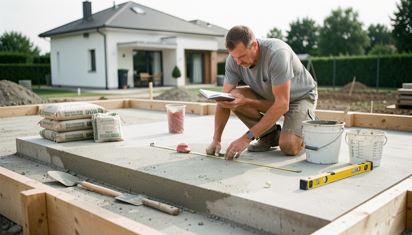 Calculer la quantité de béton pour une dalle